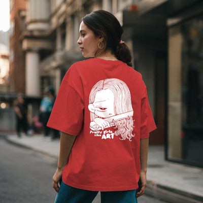 HouseOfCommon Graphic Print Women Round Neck Red T-Shirt