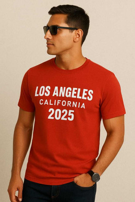 DARA Typography Men Round Neck Red T-Shirt
