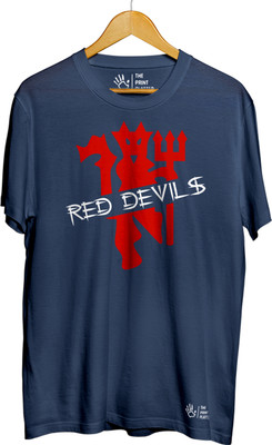 THE PRINT PLATTER Printed Men Round Neck Navy Blue T-Shirt