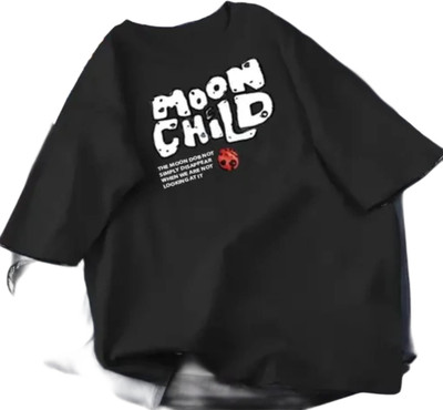 RF Raves Graphic Print Women Round Neck Black T-Shirt