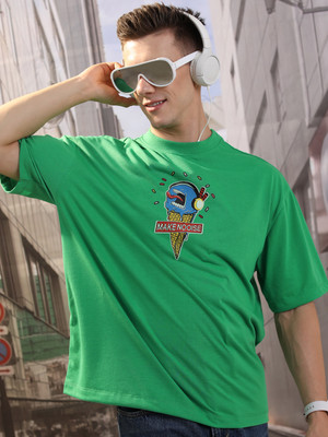 HIGHLANDER Printed, Typography Men Round Neck Green T-Shirt