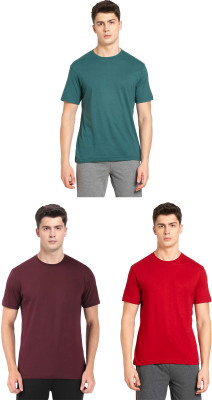 JOCKEY Solid Men Round Neck Green, Red, Maroon T-Shirt