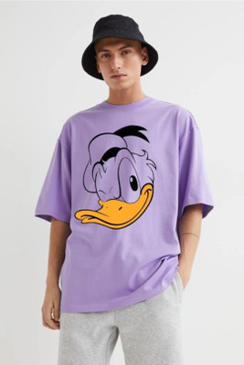 Ashkart Printed Men Round Neck Purple T-Shirt