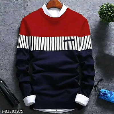 Autna Printed Men Round Neck Red, Blue T-Shirt