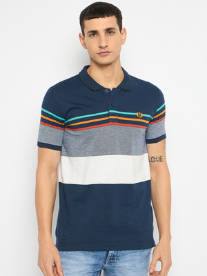 DUKE Striped Men Polo Neck Multicolor T-Shirt
