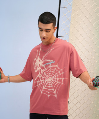HIGHLANDER Printed Men Round Neck Pink T-Shirt