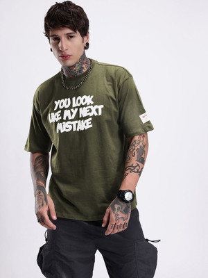 Kook N Keech Printed Men Round Neck Green T-Shirt