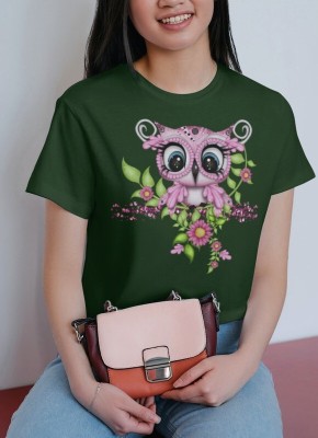 Liv fashion Printed Women Round Neck Green T-Shirt