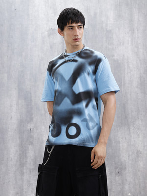 WROGN Printed Men Crew Neck Blue T-Shirt