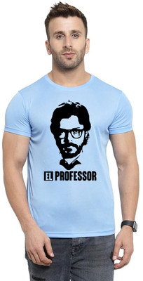 LV CARE Printed Men Round Neck Blue T-Shirt