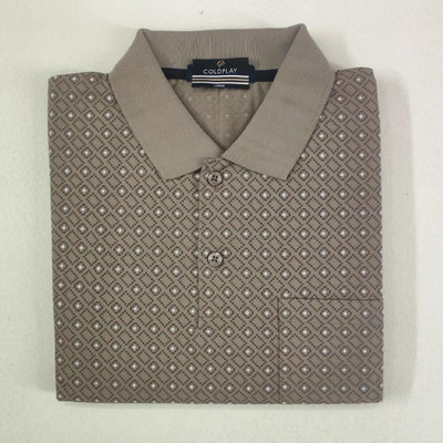 COLORTRAIT Printed Men Polo Neck Beige T-Shirt