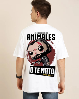 FASHNET FASHION Graphic Print Men Round Neck White T-Shirt