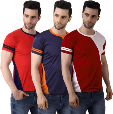 PIXIE FASHION Colorblock Men Round Neck Multicolor T-Shirt