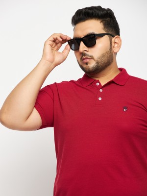 RELANE Solid Men Polo Neck Red T-Shirt
