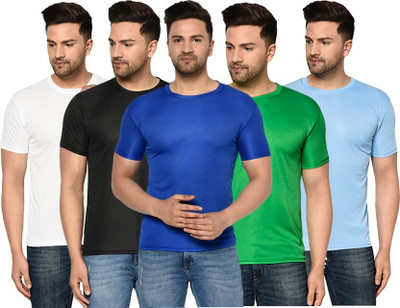 REVIZO Solid Men Round Neck Multicolor T-Shirt
