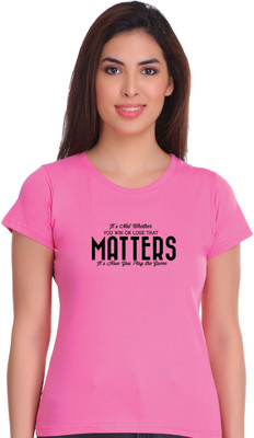 APEX Printed Women Round Neck Pink T-Shirt