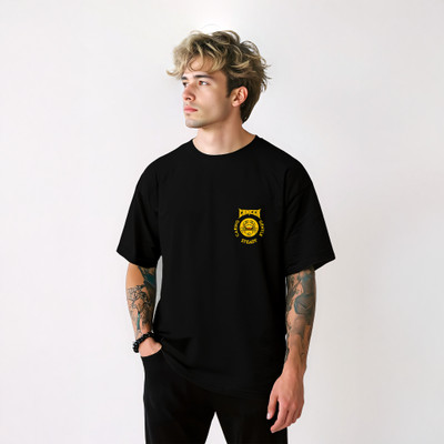 Librone Printed Men Round Neck Black T-Shirt