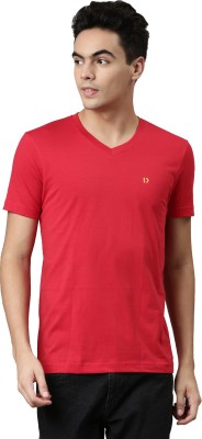 Dixcy Scott Maximus Solid Men V Neck Red T-Shirt