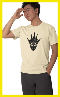 Streetfluencer Printed Men Round Neck Beige T-Shirt