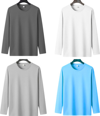 MISTY COLLECTION Solid Men Round Neck Light Blue, Grey, Silver, White T-Shirt