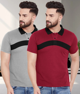 BELACHY Printed Men Polo Neck Beige T-Shirt