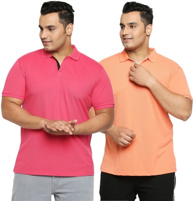 WEAR YOUR OPINION Solid Men Polo Neck Pink T-Shirt