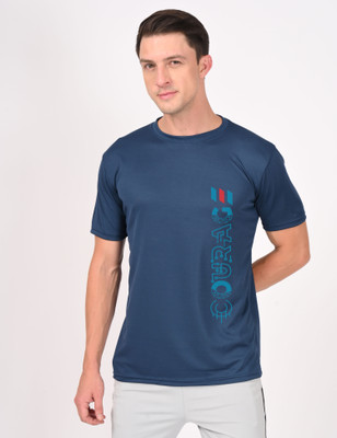 3colors Printed Men Round Neck Blue T-Shirt