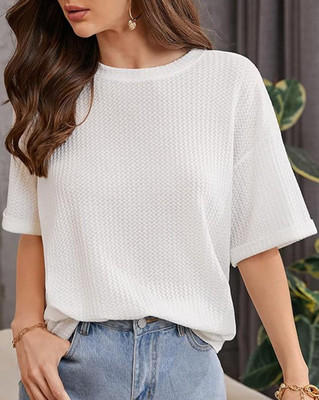 KOTY Casual Solid Women White Top