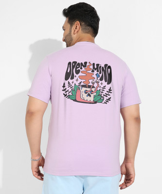 Instafab Plus Printed, Typography Men Round Neck Purple T-Shirt