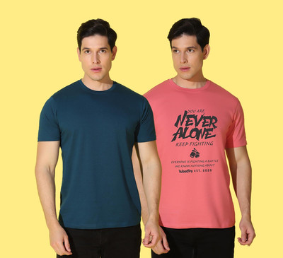 WOOSTRO Printed Men Round Neck Multicolor T-Shirt