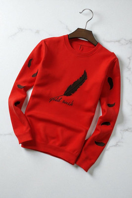 FAOES Printed Men Round Neck Red T-Shirt