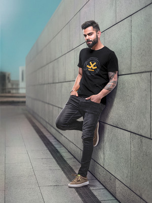 WROGN Printed Men Round Neck Black T-Shirt