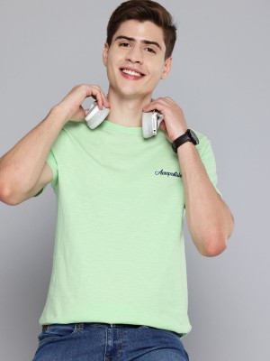 AEROPOSTALE Solid Men Round Neck Green T-Shirt