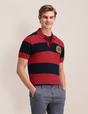 U.S. POLO ASSN. Striped Men Polo Neck Red T-Shirt