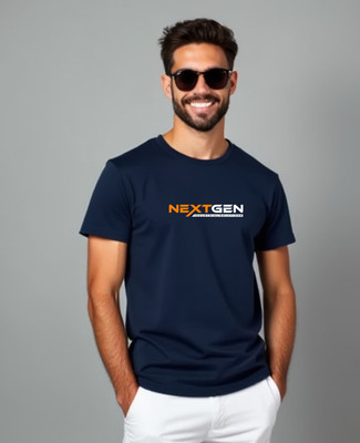 UrGear Printed Men Round Neck Navy Blue T-Shirt