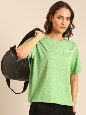 Marca Disati Solid Women Round Neck Green T-Shirt