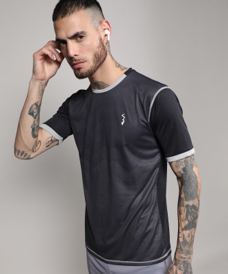 CAMPUS SUTRA Solid Men Round Neck Grey T-Shirt