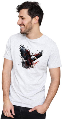NOIDAPRINT Printed Men Round Neck White T-Shirt
