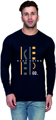 Cryptic Printed, Typography Men Round Neck Dark Blue T-Shirt