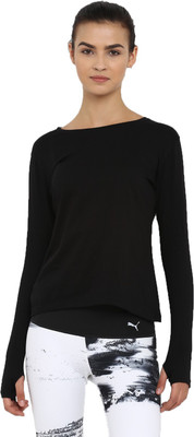 Ap'pulse Solid Women Round Neck Black T-Shirt