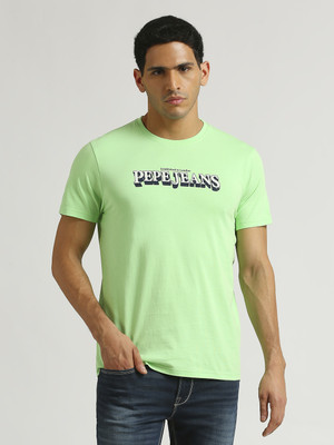 Pepe Jeans Graphic Print Men Crew Neck Light Green T-Shirt