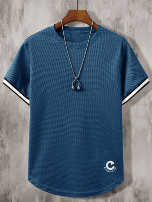 EyeBogler Solid Men Round Neck Blue T-Shirt