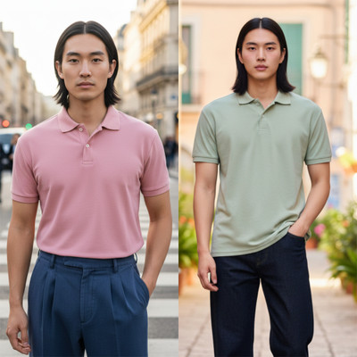HILFIRE REGION Solid Men Polo Neck Pink, Green T-Shirt