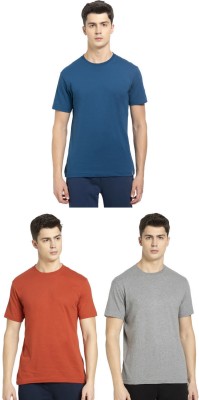 JOCKEY Solid Men Round Neck Orange, Grey, Blue T-Shirt