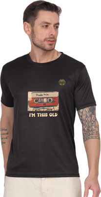 SOLBLOOMS Graphic Print Men Round Neck Black T-Shirt