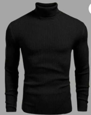 RADHA KRISHN STORE Self Design High Neck Casual Men Black Sweater