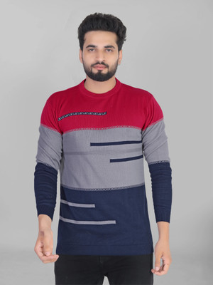 higglerr Self Design Men Round Neck Red T-Shirt