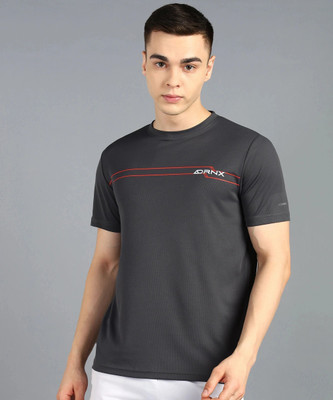 Adrenex Printed Men Round Neck Grey T-Shirt