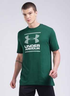 UNDER ARMOUR Printed Men Crew Neck Dark Green T-Shirt