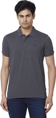 PARX Solid Men Polo Neck Grey T-Shirt